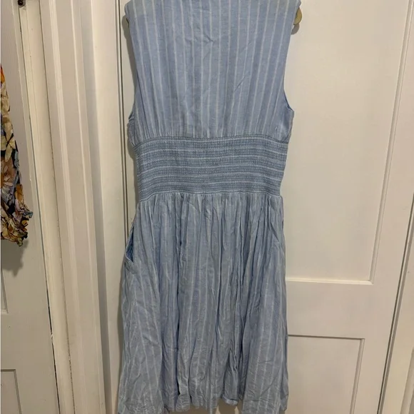 Anthropologie The Tommie Cap-Sleeve Smocked Front-Zip Shirt Dress Size 2X - Picture 7 of 9